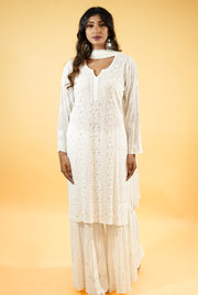 Chikankari Sharara set with mukaish Work