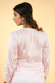 Chikankari Kurta with Muslin  - Pink