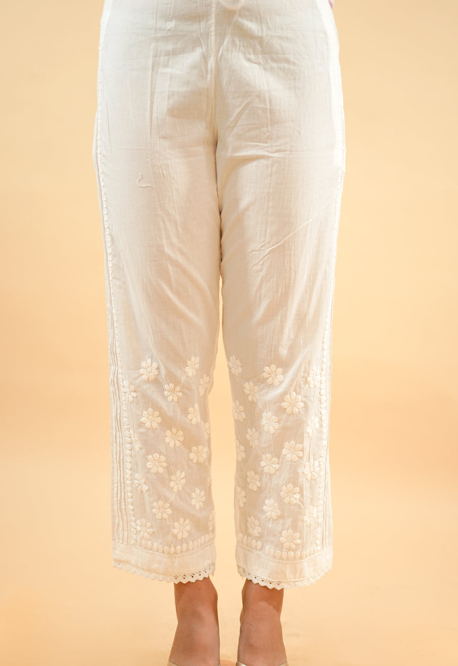 Chikankari straight trouser- SC113877