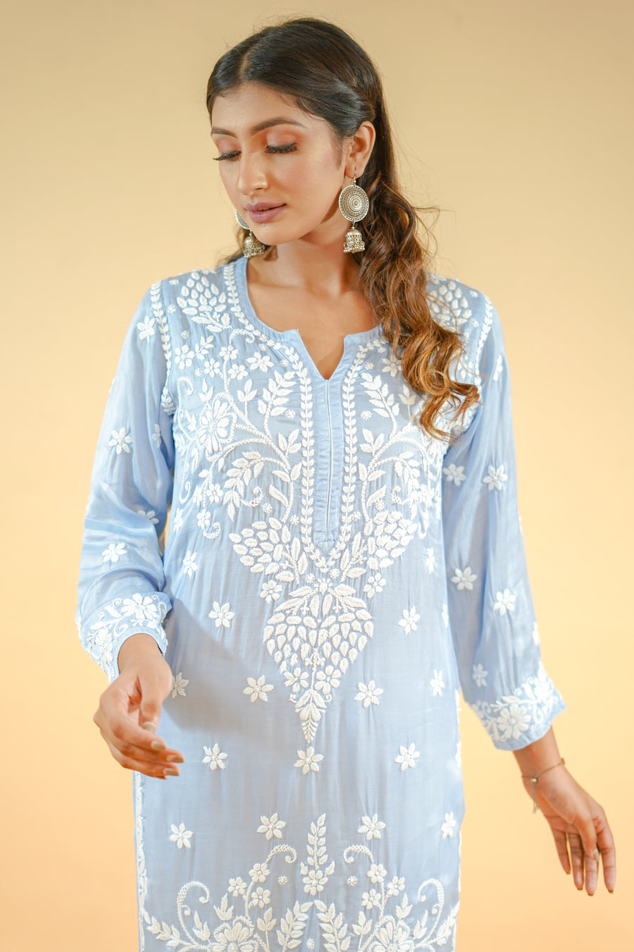 Chikankari Kurta with Modal - Blue