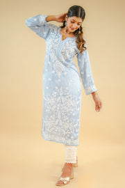 Chikankari Kurta with Modal - Blue