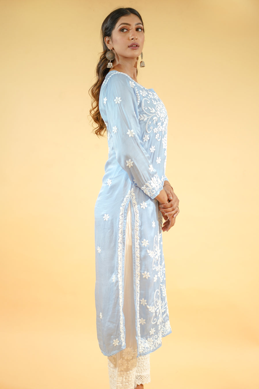 Chikankari Kurta with Modal - Blue