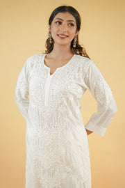 White Muslin Chikankari Kurta