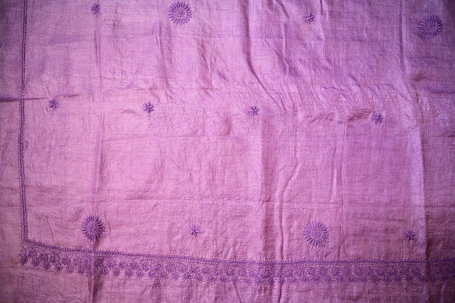 Women's Handcrafted Purple Silk Unstitched Kurta And Dupatta Set SC2421181