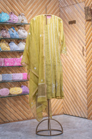 Tissue Chanderi Semi - Stitched Chikankari Anarkali - SC2413742