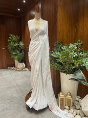 Chikankari Georgette Saree - White