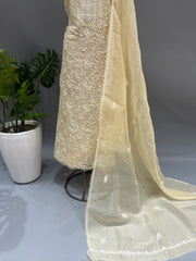 Chikankari Organza Kurta and Dupatta Set - Butter Yellow
