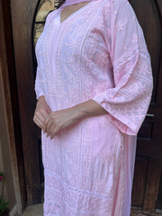 Chikankari Muslin Suit set - Baby Pink