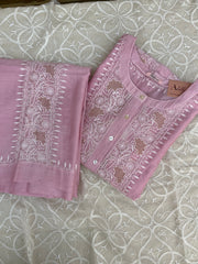 Chanderi chikankari coord set Semistitch - Mauve