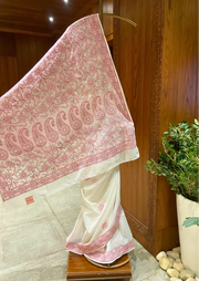 Kota Chikankari Saree - Coral Blush