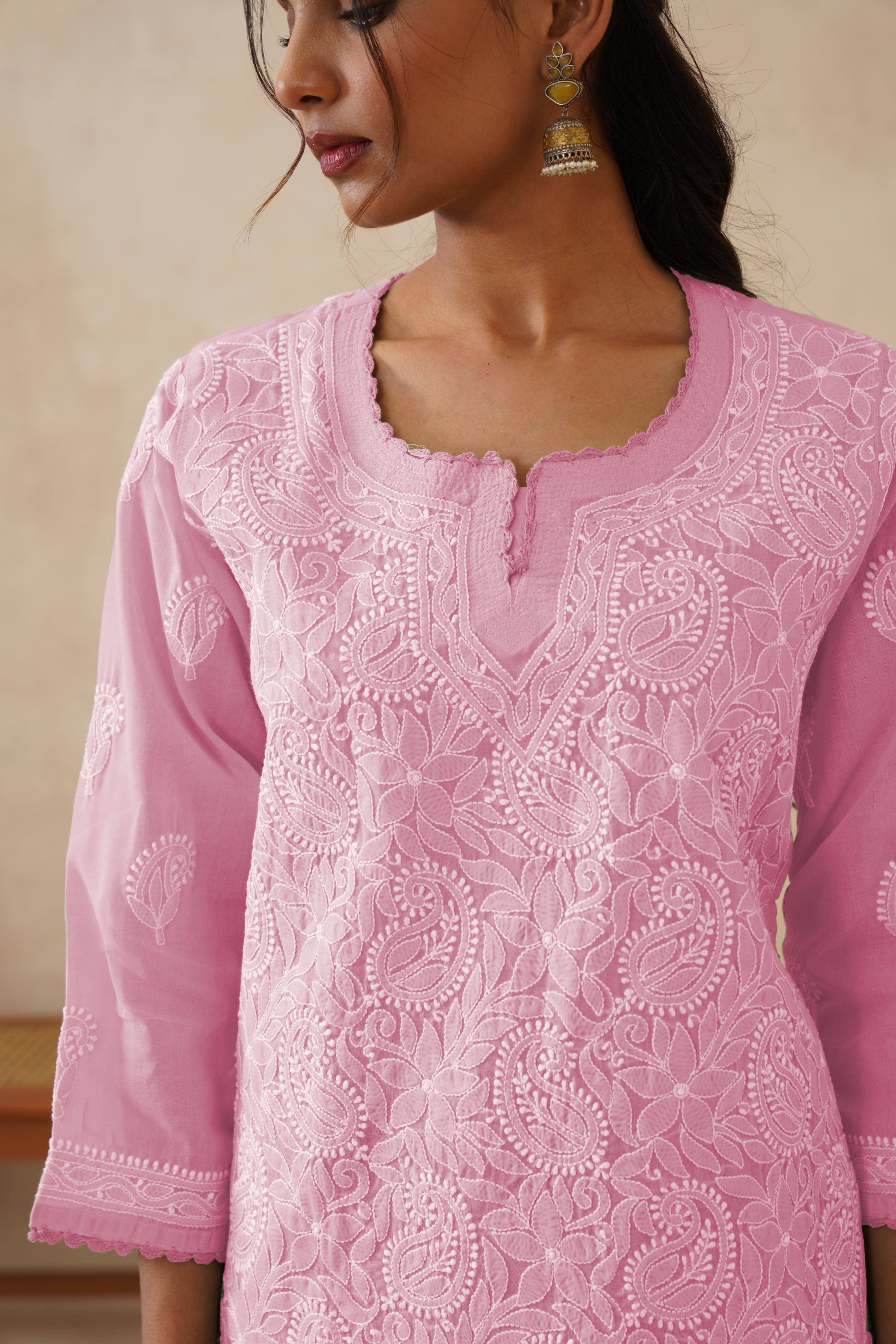 Cotton Short Kurti - Pink