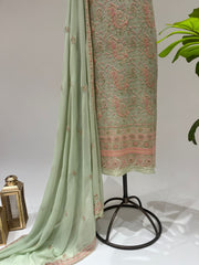 Pure Georgette Chikankari 2pc Suit - Margarita Green