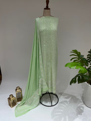 Pure Georgette Chikankari 2 pc Suit - Pista Green