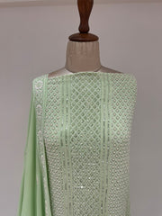 Pure Georgette Chikankari 2 pc Suit - Pista Green