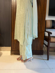 Chikankari Muslin Suit Set - Mint Green