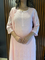 Chikankari Muslin Suit Set - Baby Pink