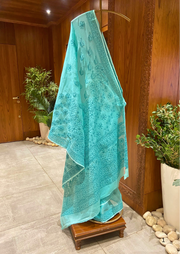 Kota Chikankari Saree - Sea Green