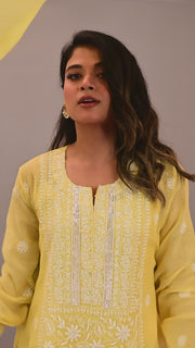 Radiant Yellow Mul Chanderi suit