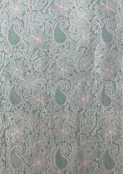 Cotton unstitched Chikankari Suit Material - Sea Blue