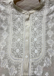 Chikankari Semistitched Silver Tissue Co-ord Set
