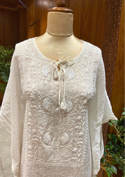 Mul Chanderi Kaftan - white