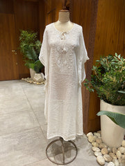Mul Chanderi Kaftan - white