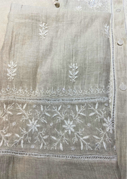 Chikankari Semistitched Silver Tissue Co-ord Set