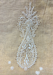 Chikankari Semistitched Golden Tissue Co-ord Set