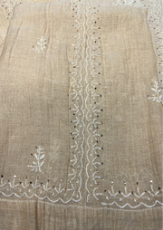 Chikankari Semistitched Golden Tissue Co-ord Set